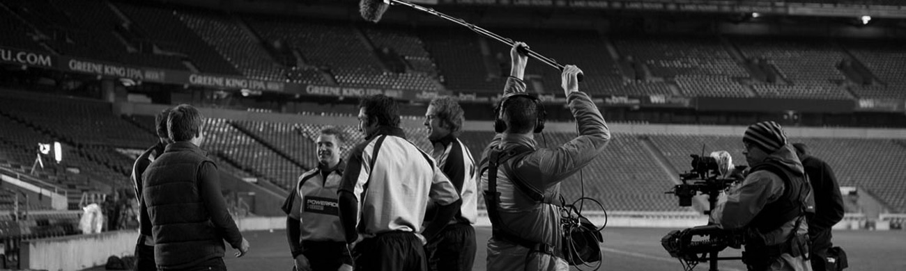 Rob Saunders filming at Twickenham Stadium